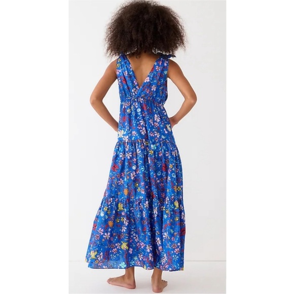 J.Crew NWOT tie shoulder maxi cover-up dress sz L organic cotton - Picture 2 of 9